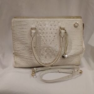 Brahmin Ivory Croc-Embossed Tote